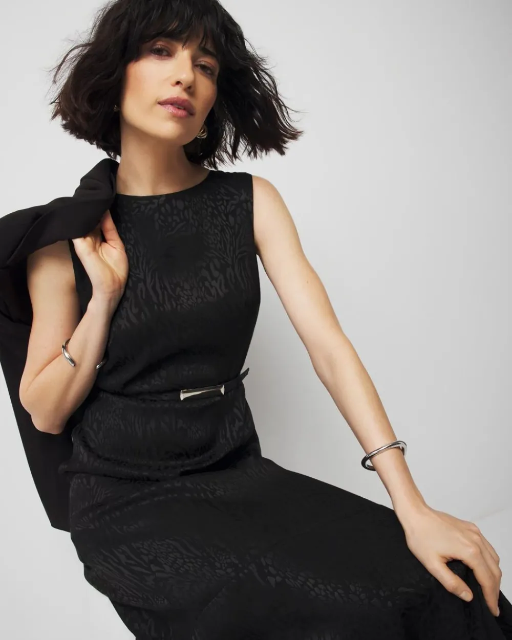 Animal-Print Jacquard Midi Dress*White House Black Market Discount