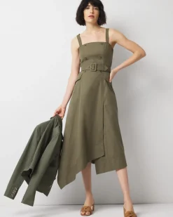 Asymmetric Trench Midi Dress*White House Black Market Hot
