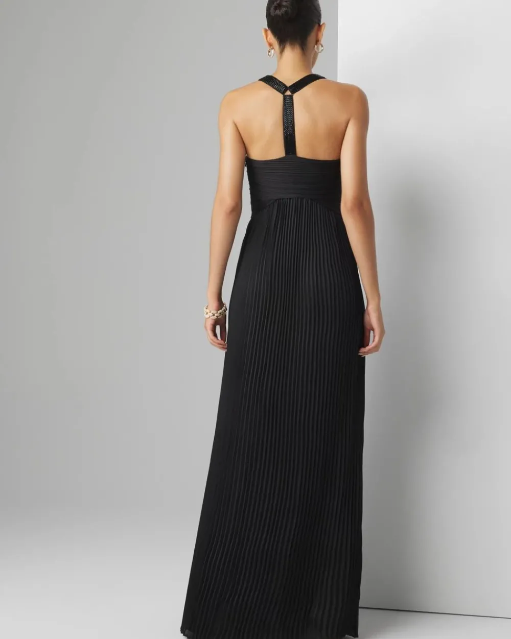 Beaded Halter Maxi Gown*White House Black Market Clearance