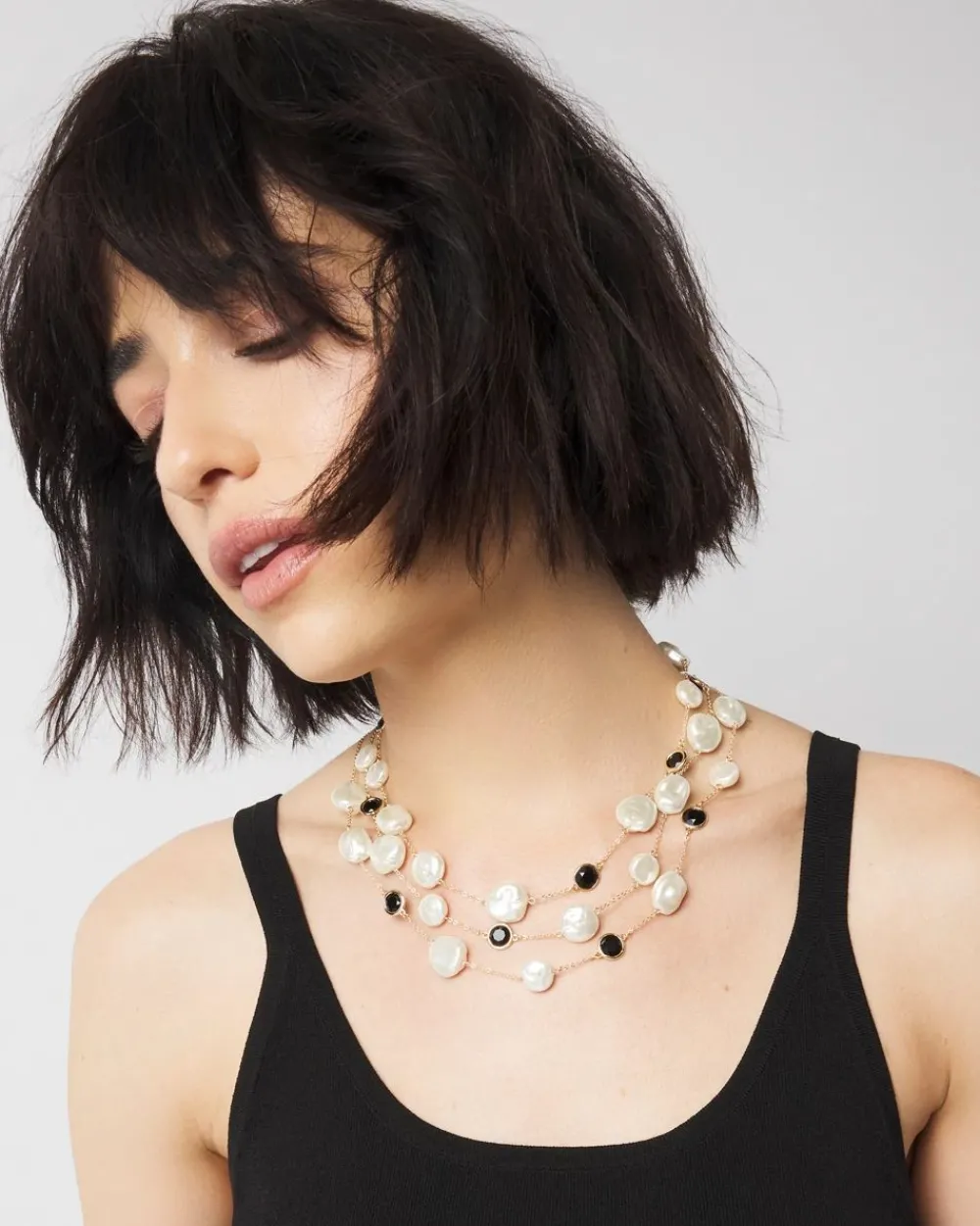 Black + White Multiple Strand Short Necklace*White House Black Market New