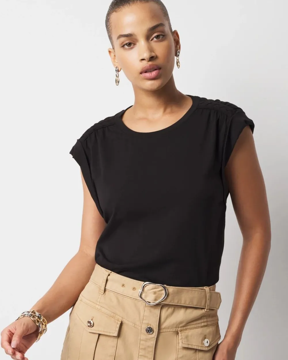 Braided Shoulder Tee*White House Black Market Hot