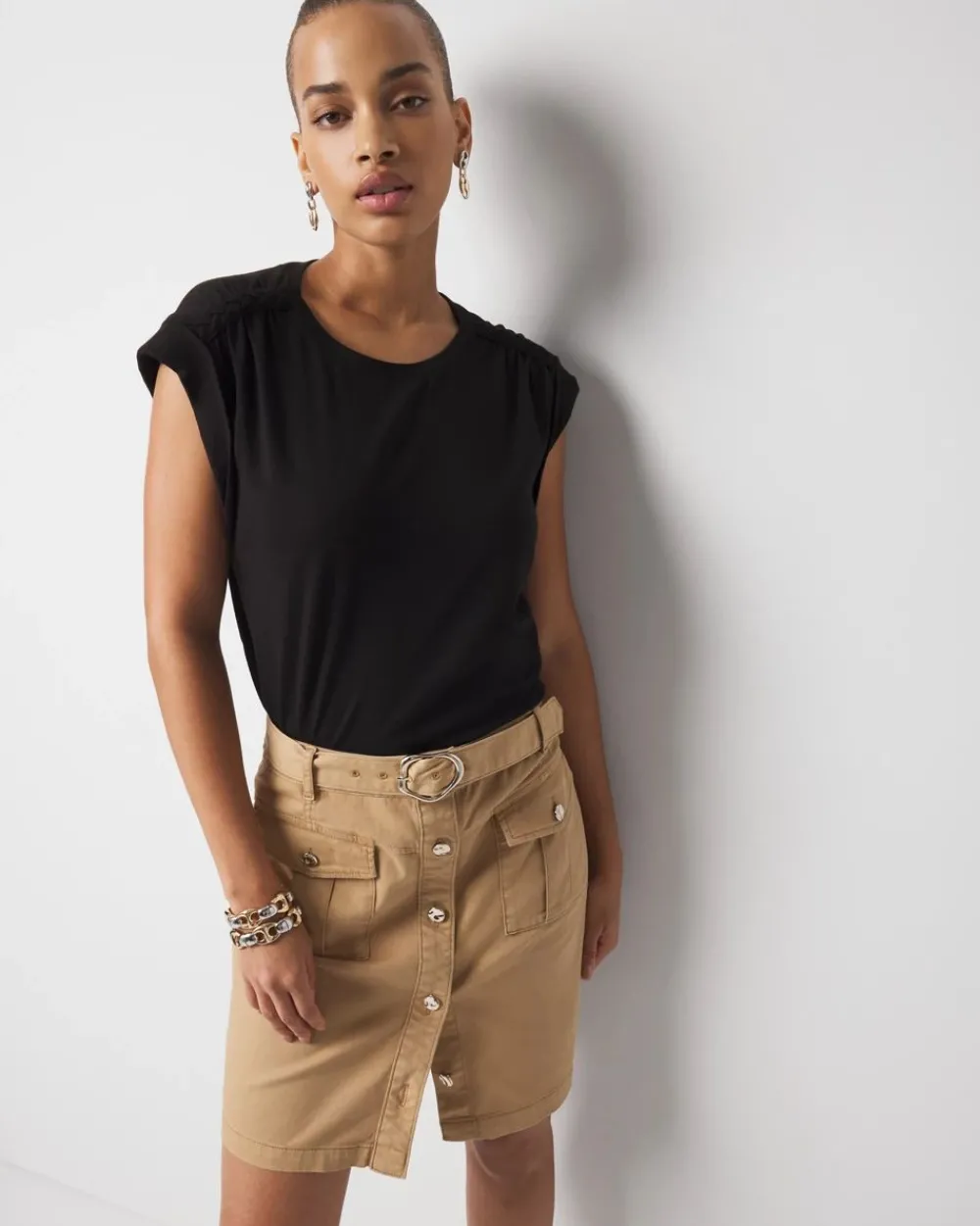 Braided Shoulder Tee*White House Black Market Hot