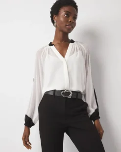 Chiffon Colorblock Blouse*White House Black Market Clearance
