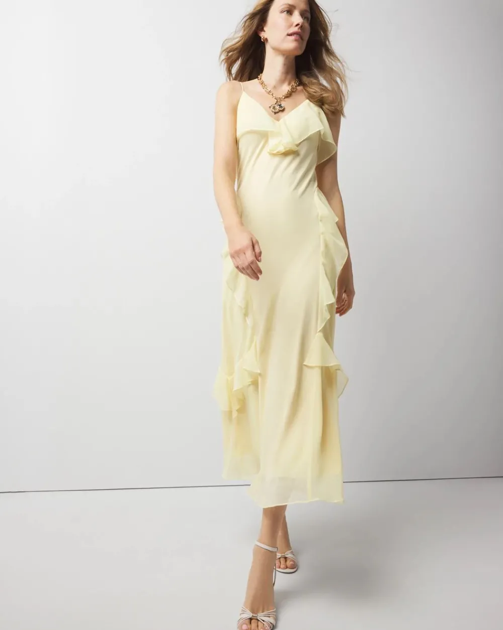 Chiffon Ruffle Slip Dress*White House Black Market Online