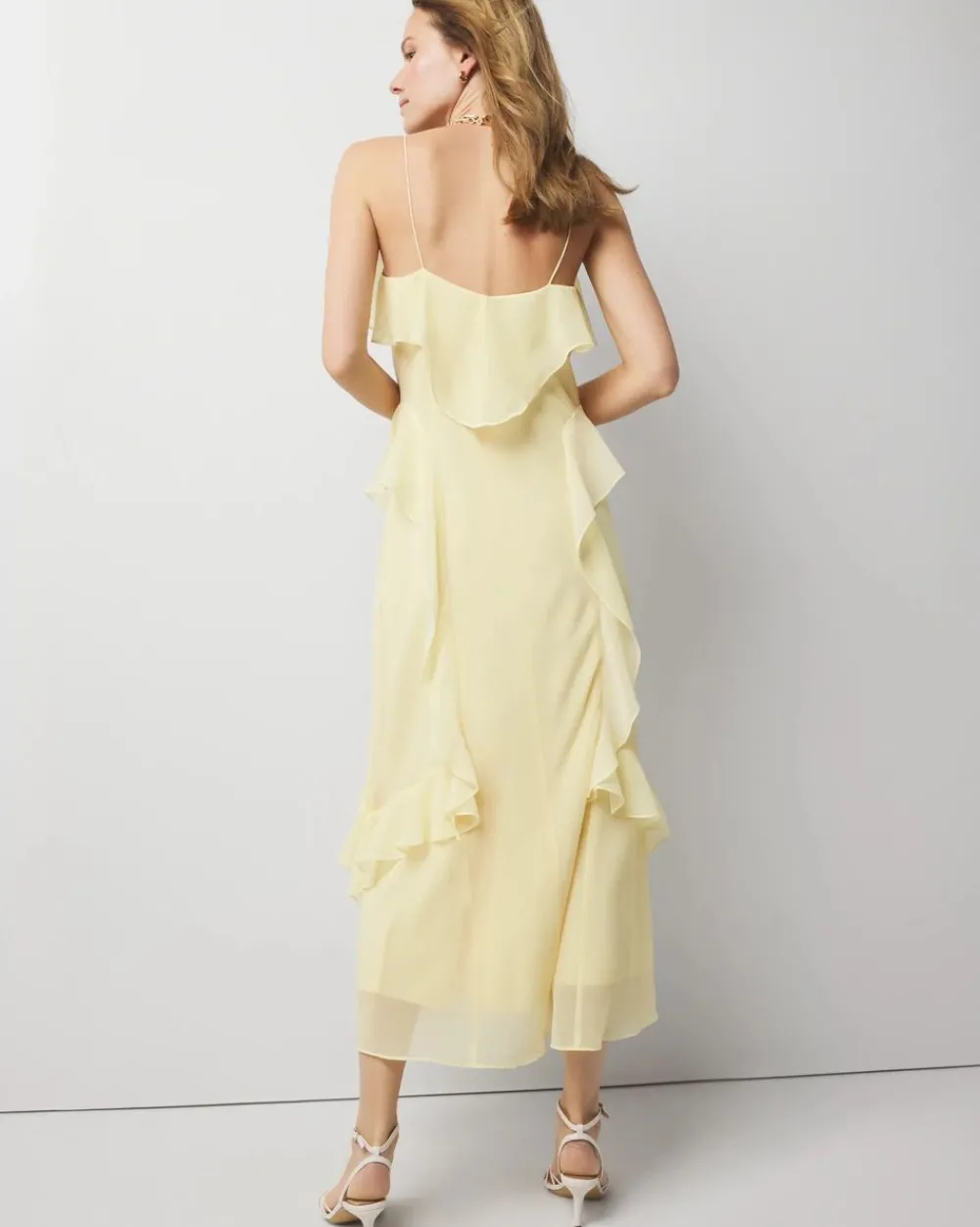 Chiffon Ruffle Slip Dress*White House Black Market Online