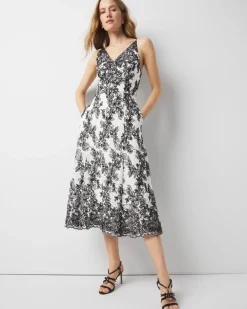 Contrast Lace Midi Dress*White House Black Market Sale