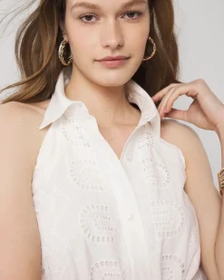 Cotton Eyelet Asymmetric Dress*White House Black Market Best