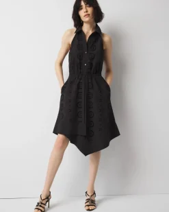 Cotton Eyelet Asymmetric Dress*White House Black Market Fashion