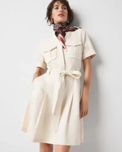 Cotton Twill Tie-Belt Mini Dress*White House Black Market Best