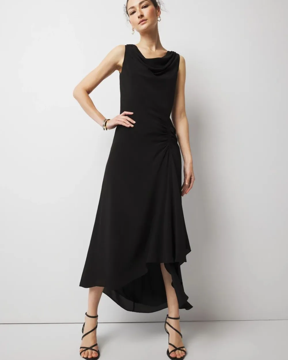 Cowl Neck Ruched Midi Dress*White House Black Market Online