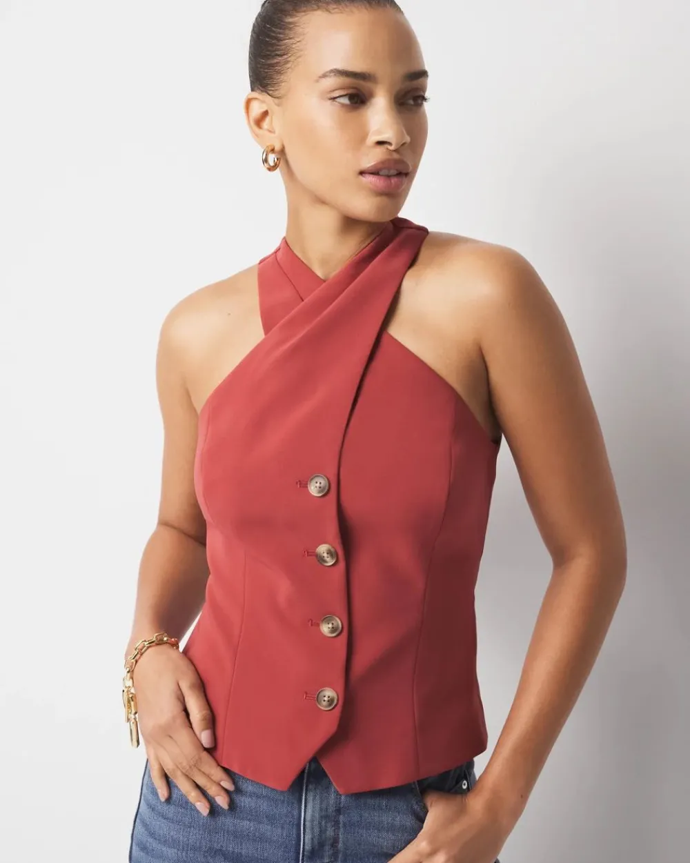 Crossover Halter Vest*White House Black Market New