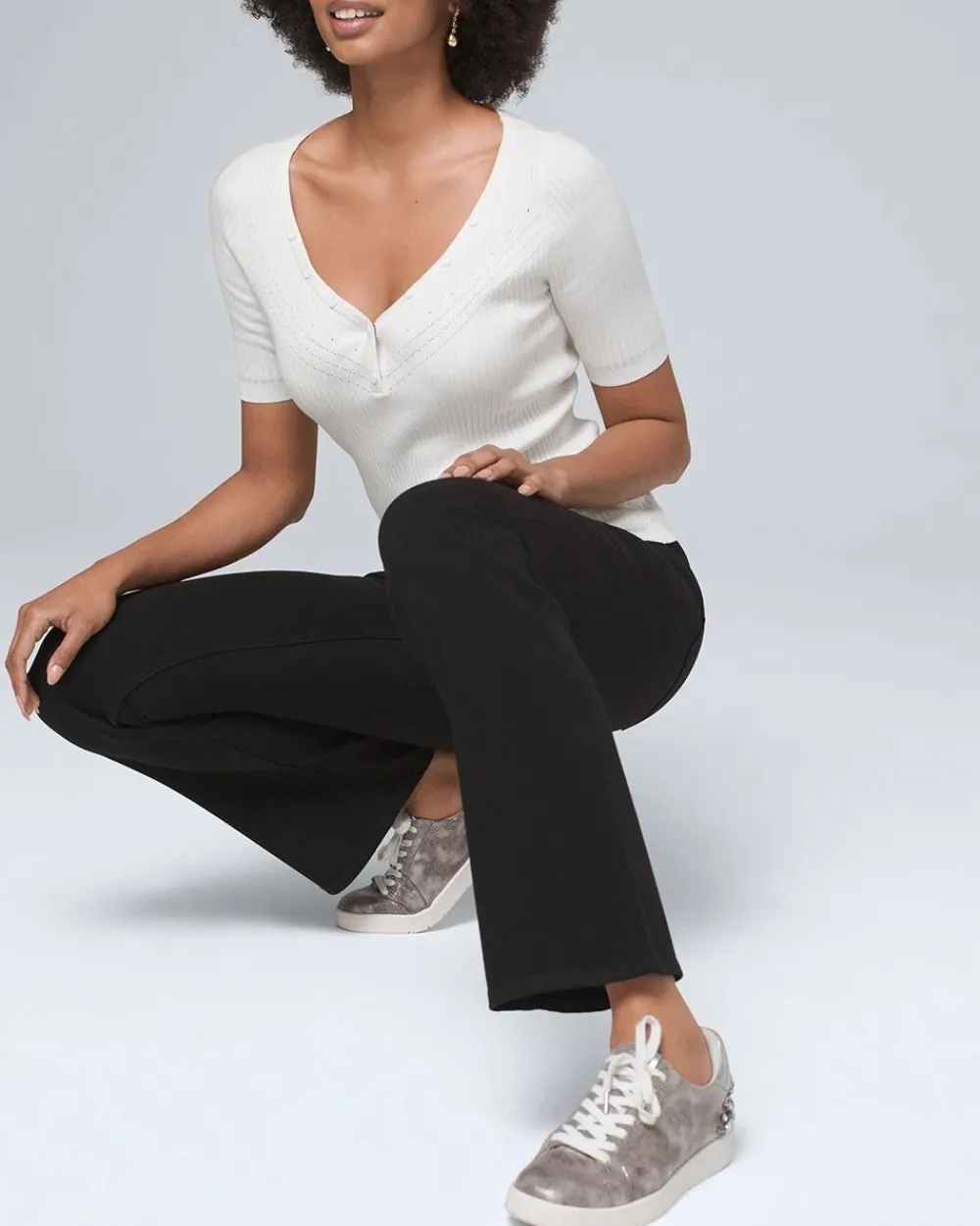 Curvy-Fit High-Rise Skinny Flare Black Jeans*White House Black Market Clearance