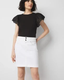 Eyelet Sleeve Crewneck Tee*White House Black Market Hot