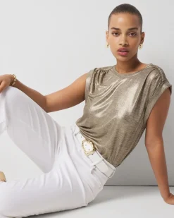Gold Foil Braided Shoulder Tee*White House Black Market Sale