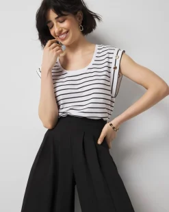 Grommet Cuff Scoop Neck Tee*White House Black Market Online