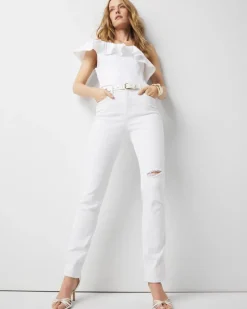 High-Rise Distressed Straight Jean*White House Black Market Hot