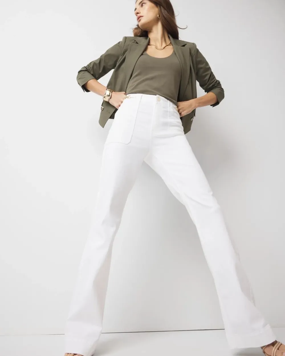 High-Rise Novelty Chain Trouser Jean*White House Black Market Fashion