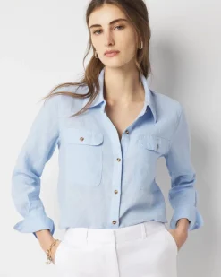 Linen Button-Down Shirt*White House Black Market Sale