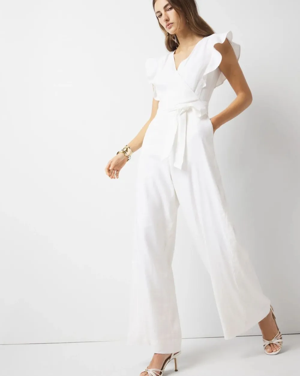 Linen-Blend Wide Leg Jumpsuit*White House Black Market New