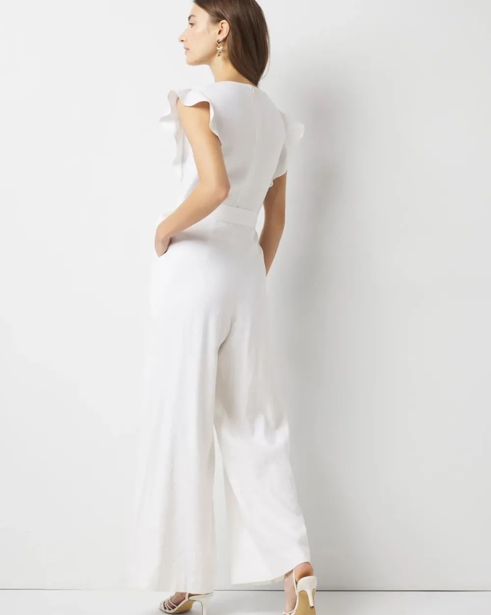 Linen-Blend Wide Leg Jumpsuit*White House Black Market New