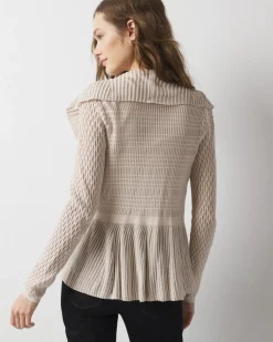 Long Sleeve Pointelle Peplum Sweater Cardigan*White House Black Market Fashion