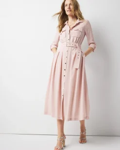 Long Sleeve Utility Shirt Dress*White House Black Market Clearance