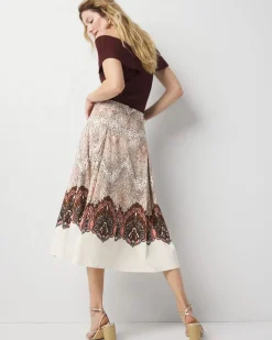 Paisley Pleated A-Line Skirt*White House Black Market New