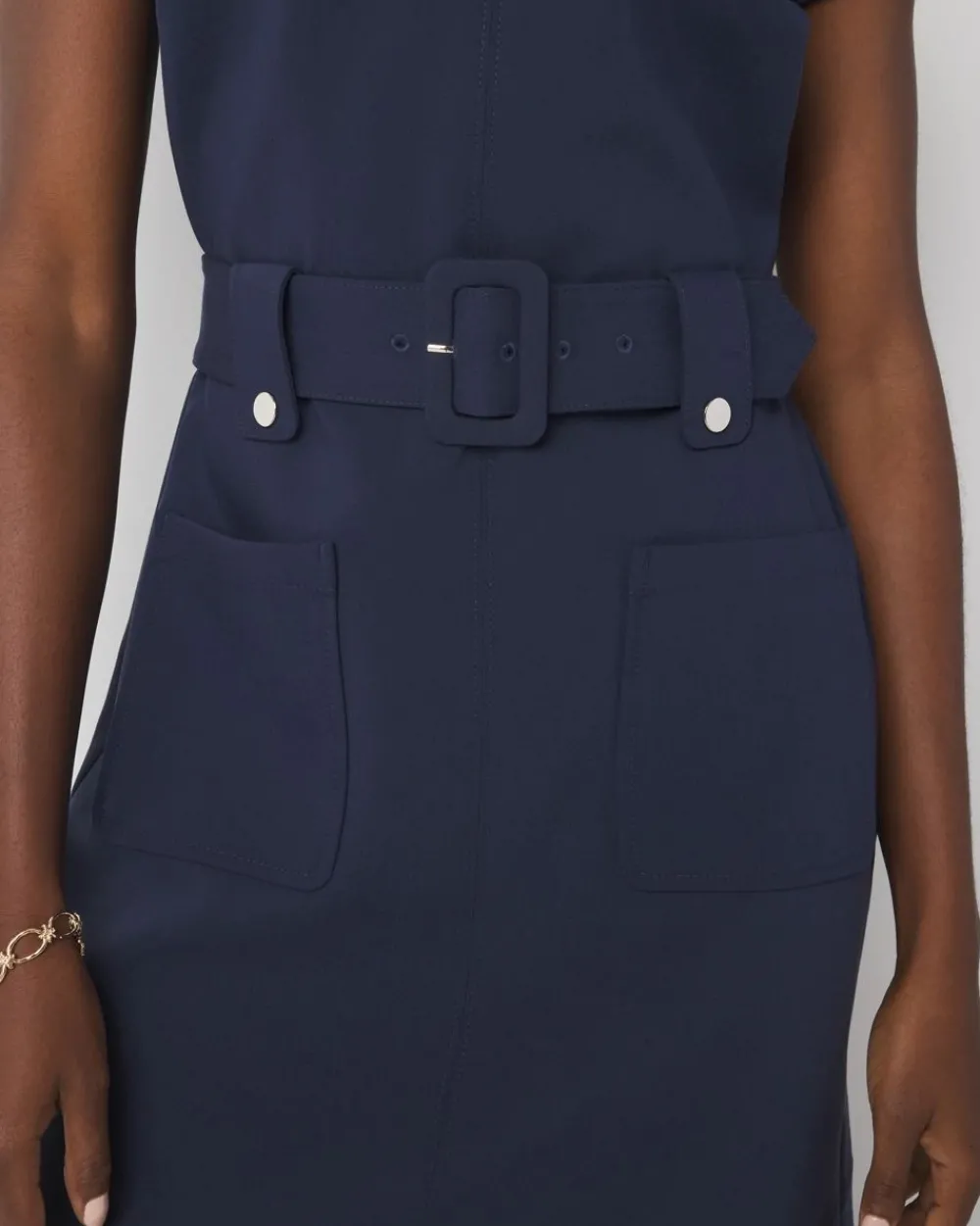 Petite Belted Ponte Shirt Dress*White House Black Market New