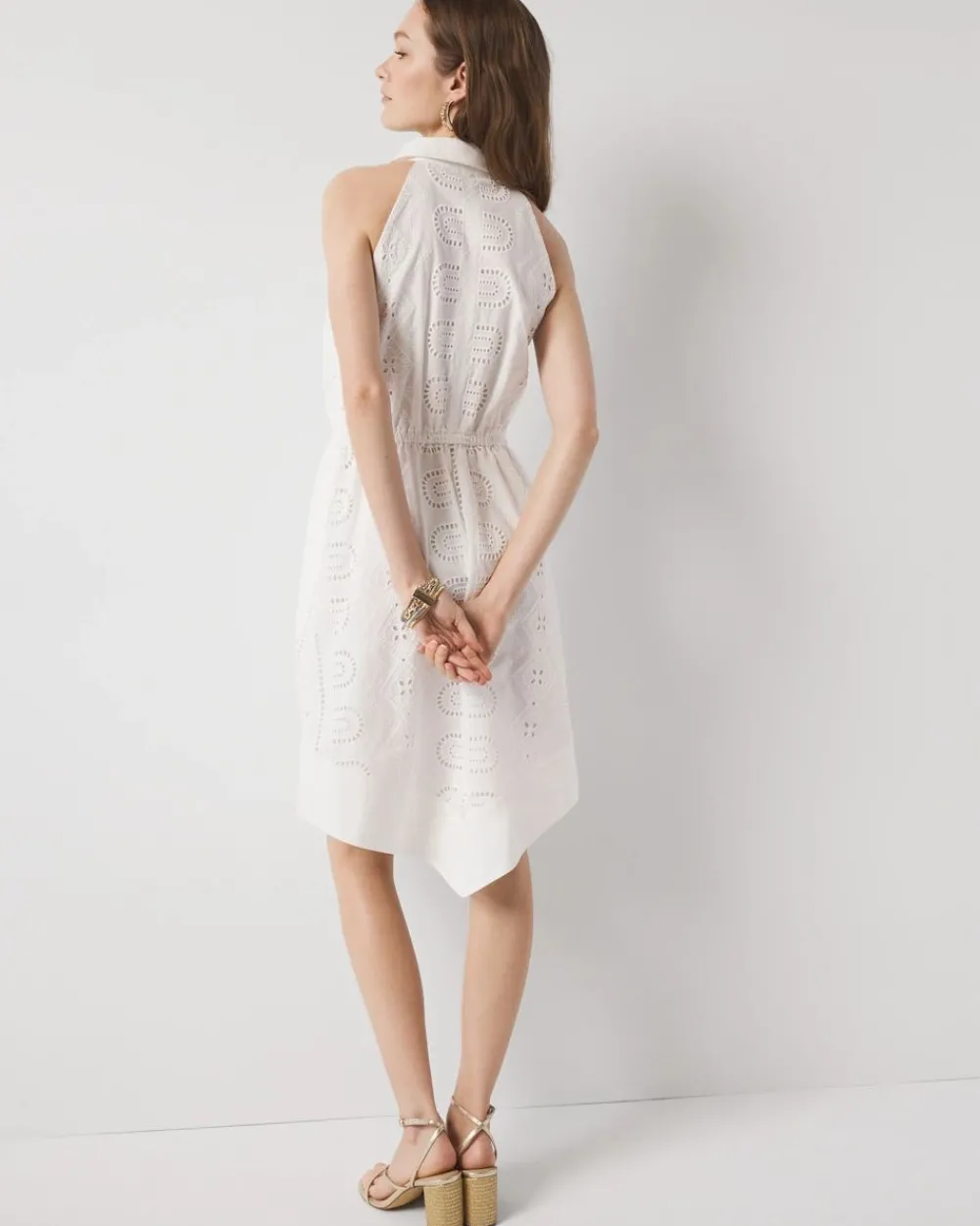 Petite Cotton Eyelet Asymmetric Dress*White House Black Market Sale