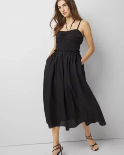 Petite Cotton Poplin Halter Midi Dress*White House Black Market Clearance