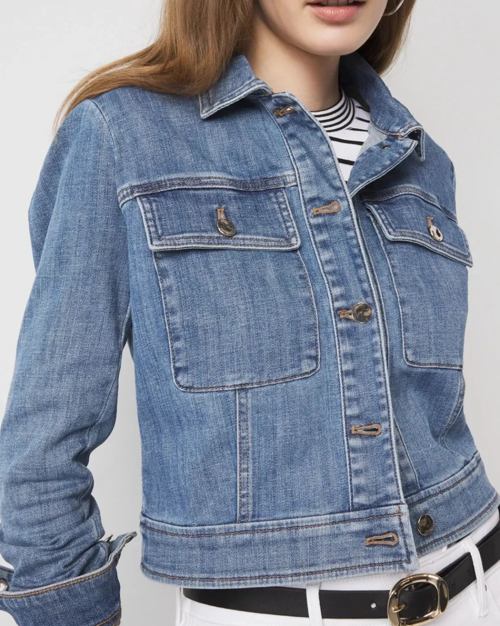 Petite Cropped Denim Jacket*White House Black Market Discount