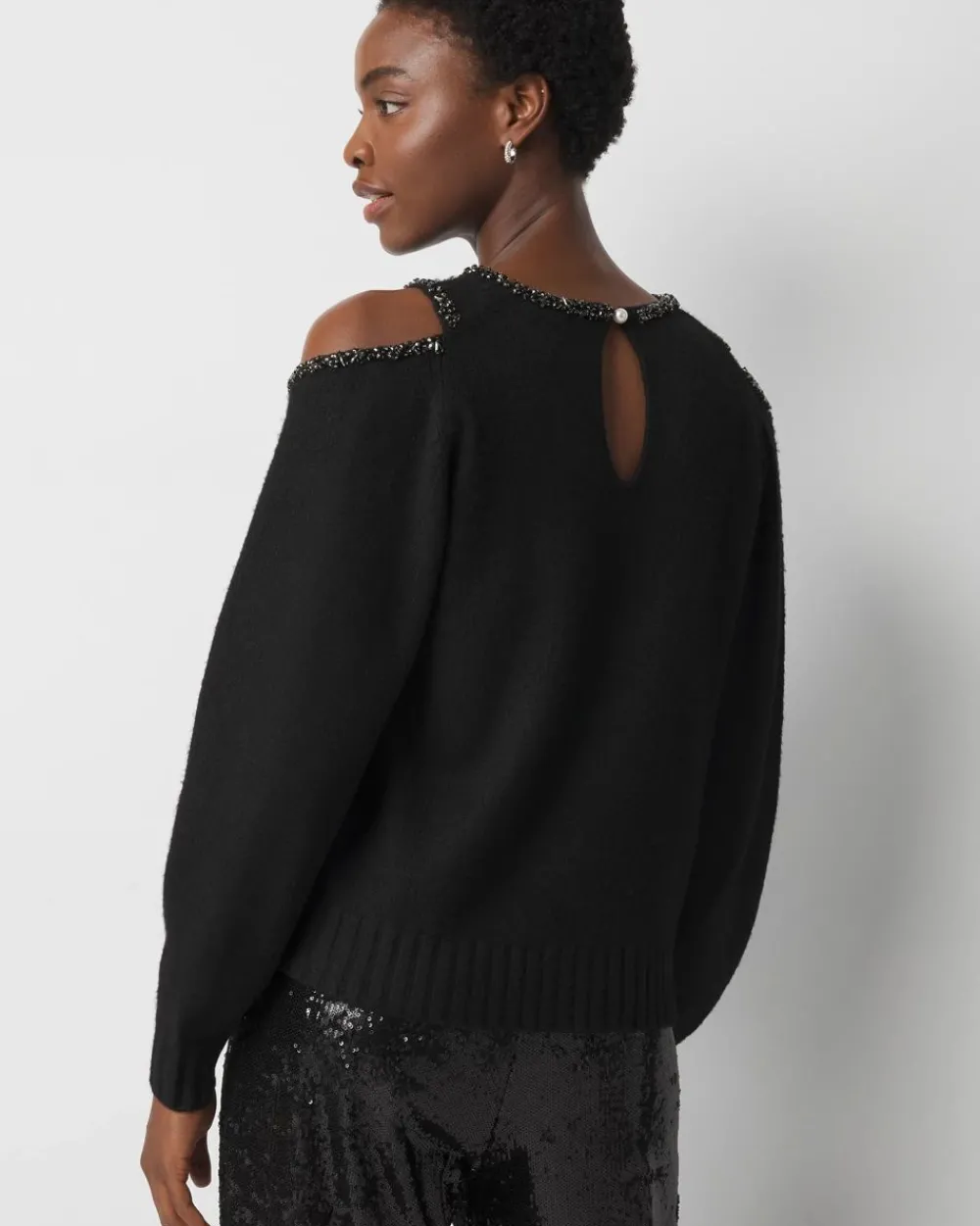 Petite Embellished Cutout Sweater*White House Black Market Sale
