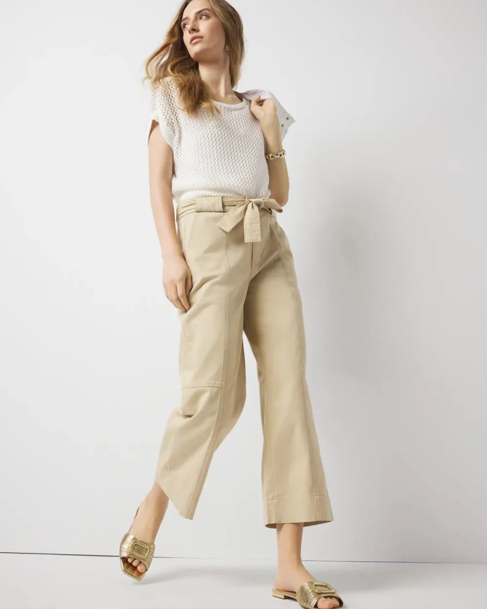 Petite Extra High-Rise Pret Belted Wide Leg Cropped Pant*White House Black Market Fashion