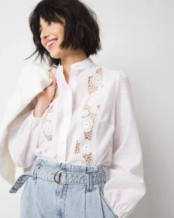 Petite Floral Cutwork Shirt*White House Black Market Discount