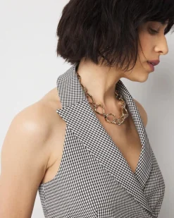 Petite Gingham Halter Vest*White House Black Market Hot