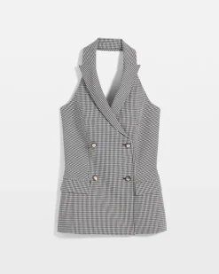 Petite Gingham Halter Vest*White House Black Market Hot