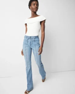 Petite High-Rise Belted Skinny Flare Jean*White House Black Market New