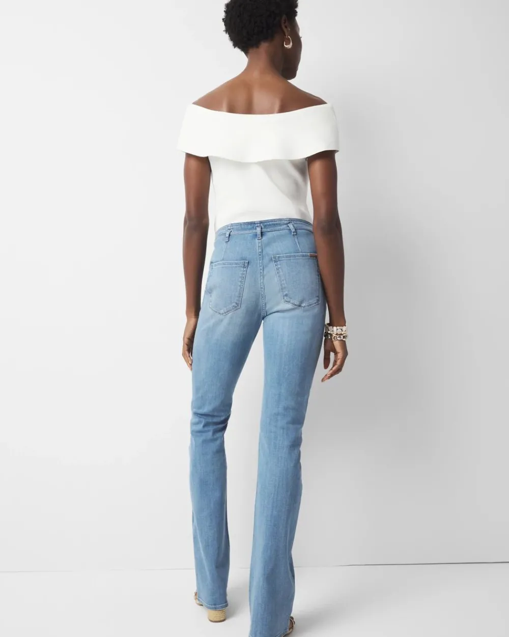 Petite High-Rise Belted Skinny Flare Jean*White House Black Market New