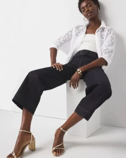 Petite High-Rise Cuffed Wide Leg Cropped Jean*White House Black Market Sale