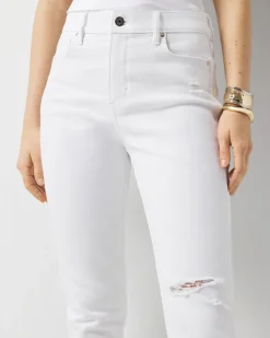 Petite High-Rise Distressed Straight Jeans*White House Black Market Sale