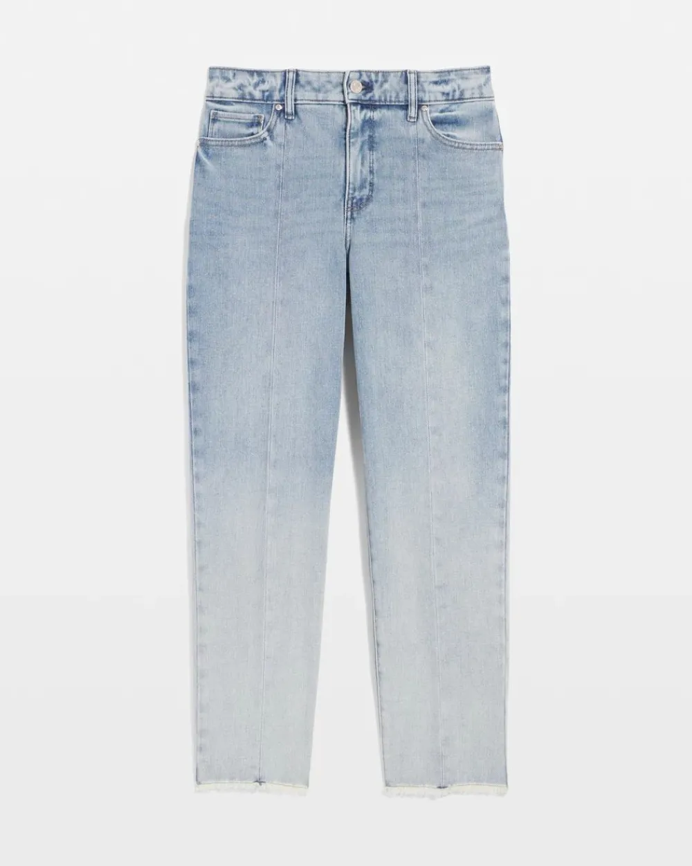 Petite High-Rise Raw Hem Pintuck Straight Jean with Slit*White House Black Market Outlet