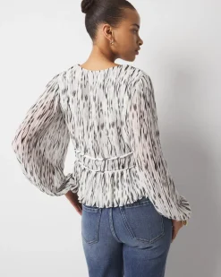 Petite Ikat Pleated Peplum Blouse*White House Black Market Online
