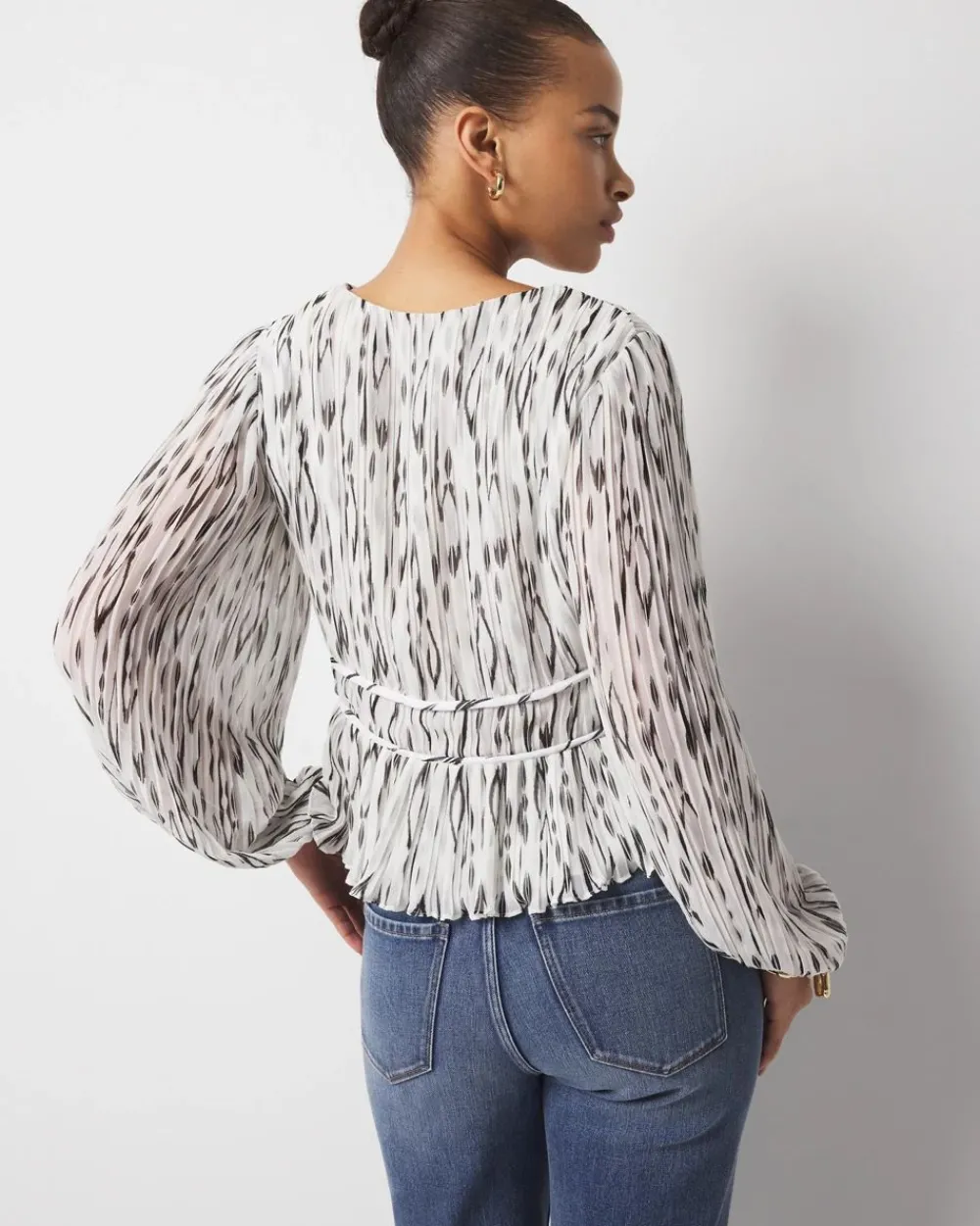 Petite Ikat Pleated Peplum Blouse*White House Black Market Online
