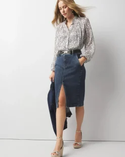 Petite Knee-Length Denim Pencil Skirt*White House Black Market Best