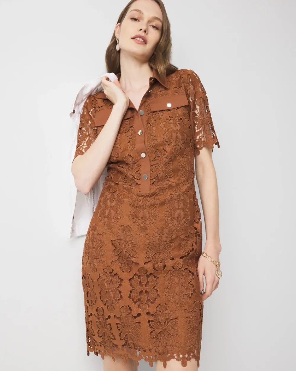 Petite Lace Shirt Dress*White House Black Market Online