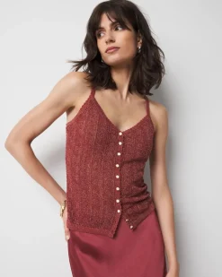 Petite Linen-Tencel Metallic Sweater Camisole*White House Black Market Clearance
