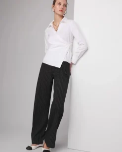 Petite Long Sleeve Surplice Poplin Shirt*White House Black Market Discount