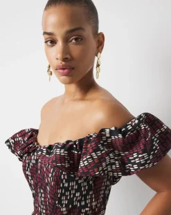 Petite Off-the-Shoulder Poplin Mini Dress*White House Black Market Fashion