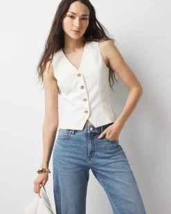 Petite Pinstripe Vest*White House Black Market New