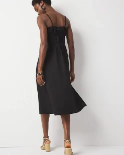 Petite Poplin Tie Back Midi Dress*White House Black Market Online